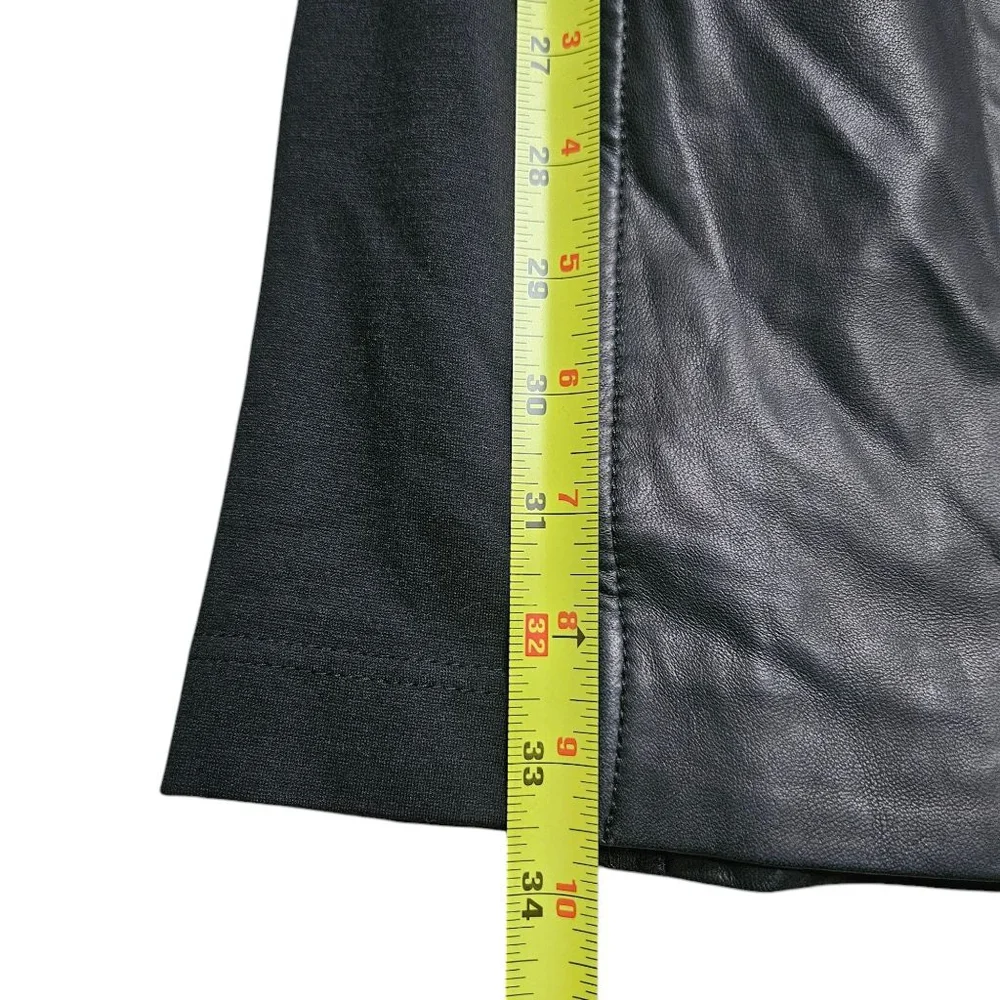 Halogen 4P Black Mixed Media Sleeveless A-line Leather Sheath Mini Dress - Picture 7 of 7